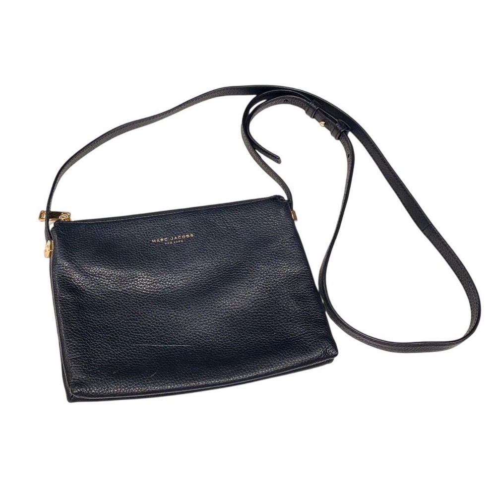 Marc Jacobs Black Pebbled Leather Crossbody Bag Gold Hardware Messengerauthentic
